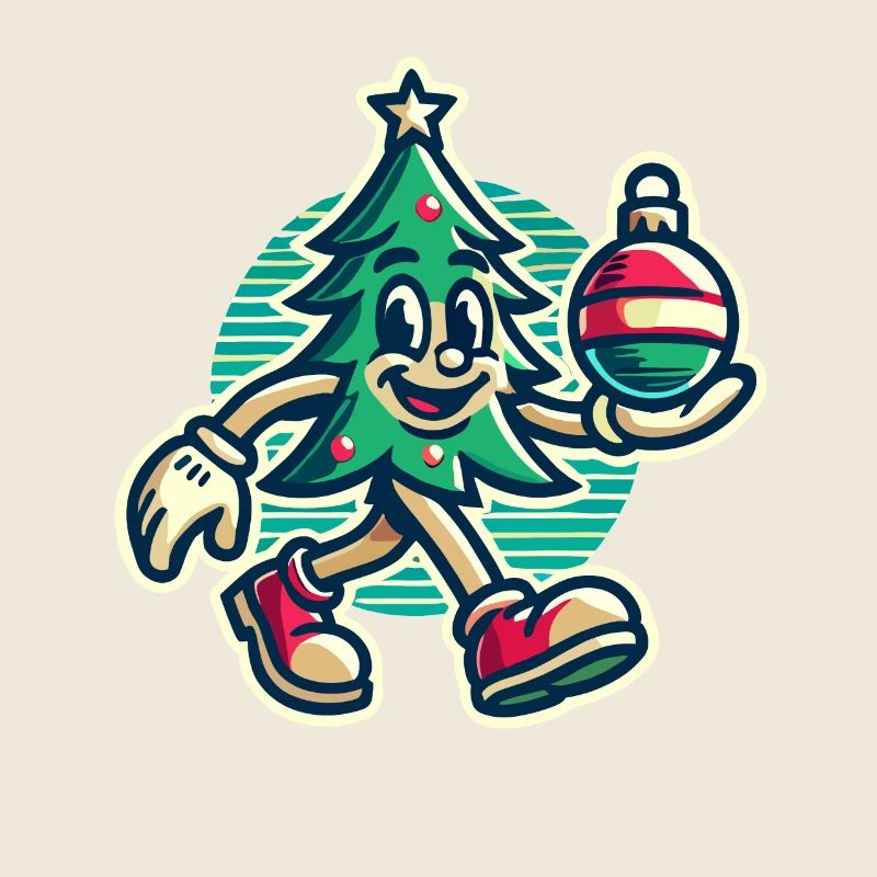 Arbre de Noël rétro drôle avec boule