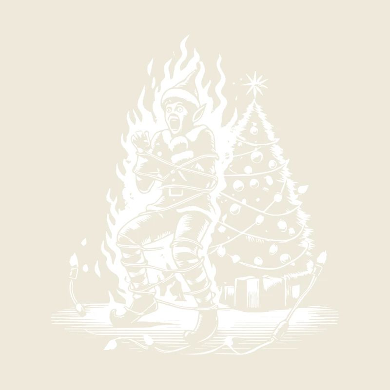 Lutin de Noël en feu avec sarcastique