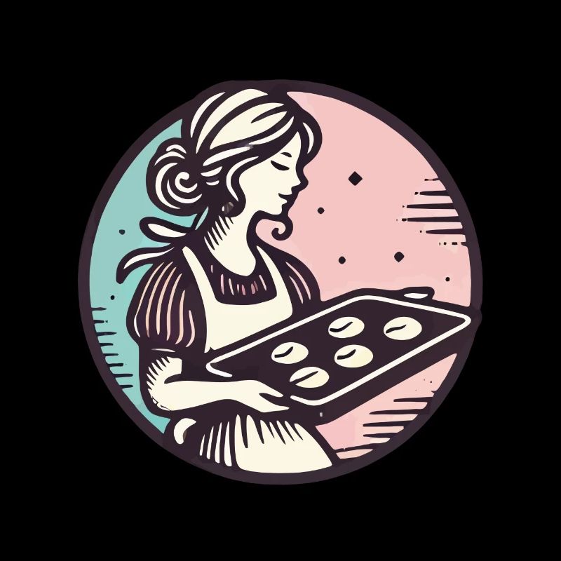 Vintage Bäckerin Mit Keksen Illustration