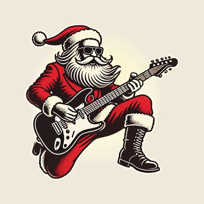 Rocking Santa Claus with guitar
