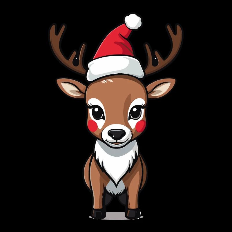 Mignon renne avec chapeau de Père Noël