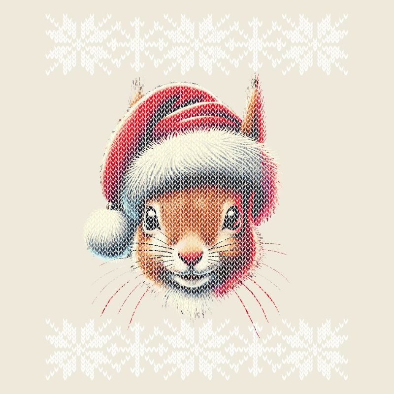 Niedliches Eichhörnchen Mit Weihnachtsmütze Motiv