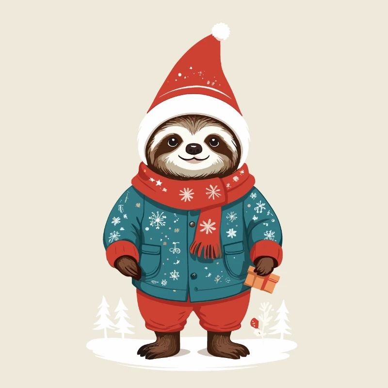 Gemütlicher Weihnachtsfaultier Winter Design