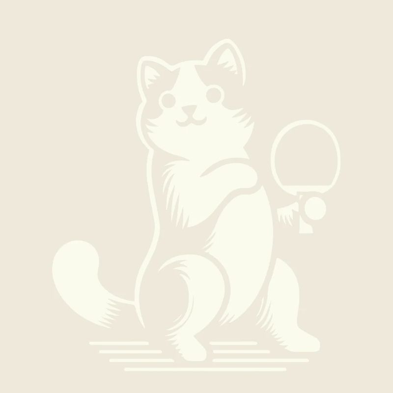Cute Cat Playing Table Tennis Enthusiastically