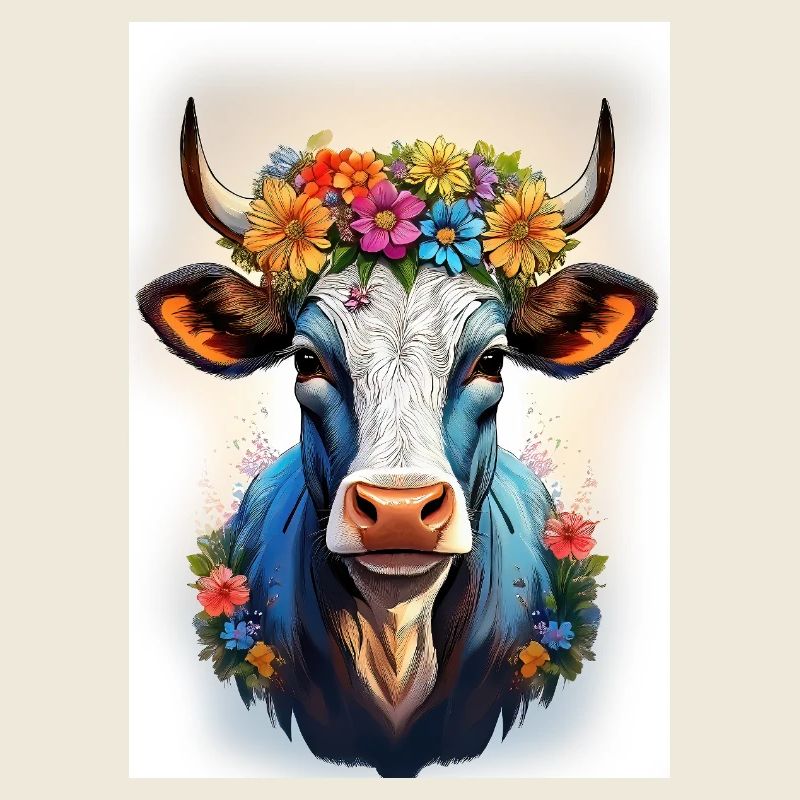 Vache avec couronne de fleurs