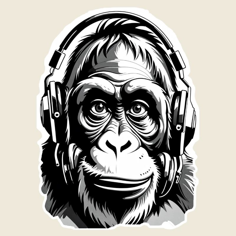 Musik Affe Gorilla mit Kopfhoerer als Geschenkidee