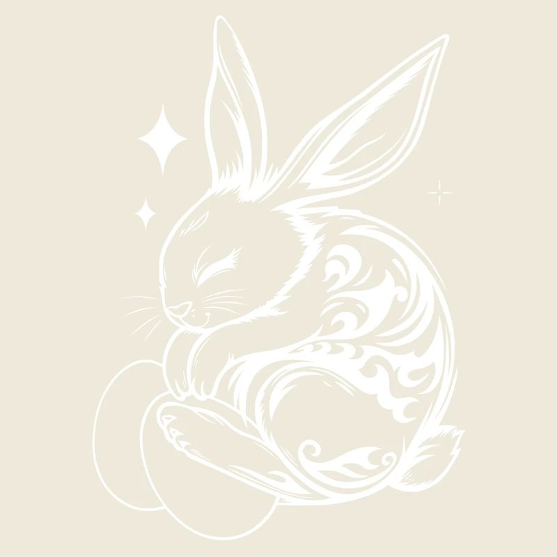 Schlafender Osterhase mit Tribal und Eiern