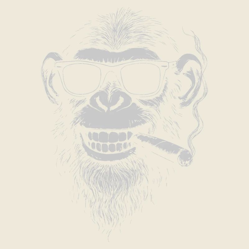 Lächelnder Affe mit Sonnenbrille Raucht eine Zigarre