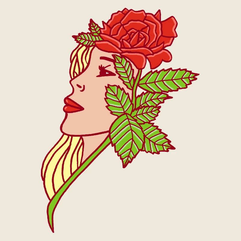 Die junge Frau und die Rose