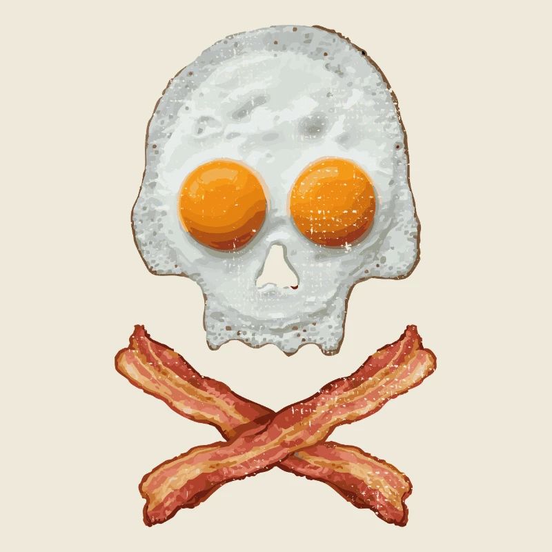 Spiegelei Schädel mit Baconkreuz