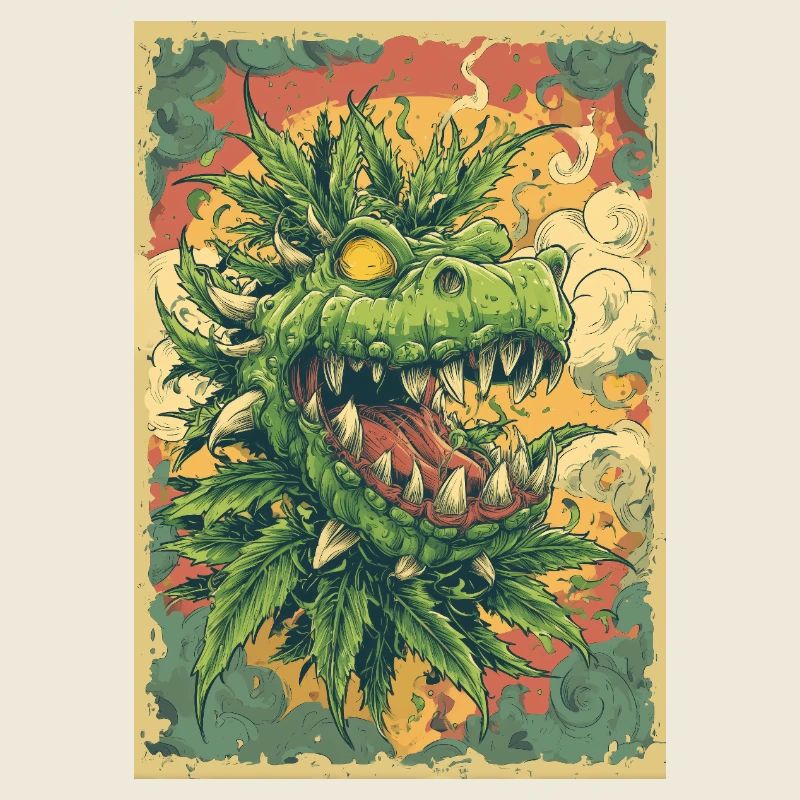Affiche de cannabis du Dragon Dragon Vert