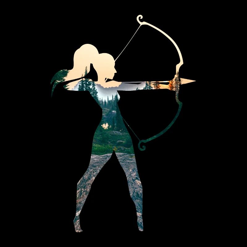 Double Exposure Art Bogenschießen Mädchen Geschenk