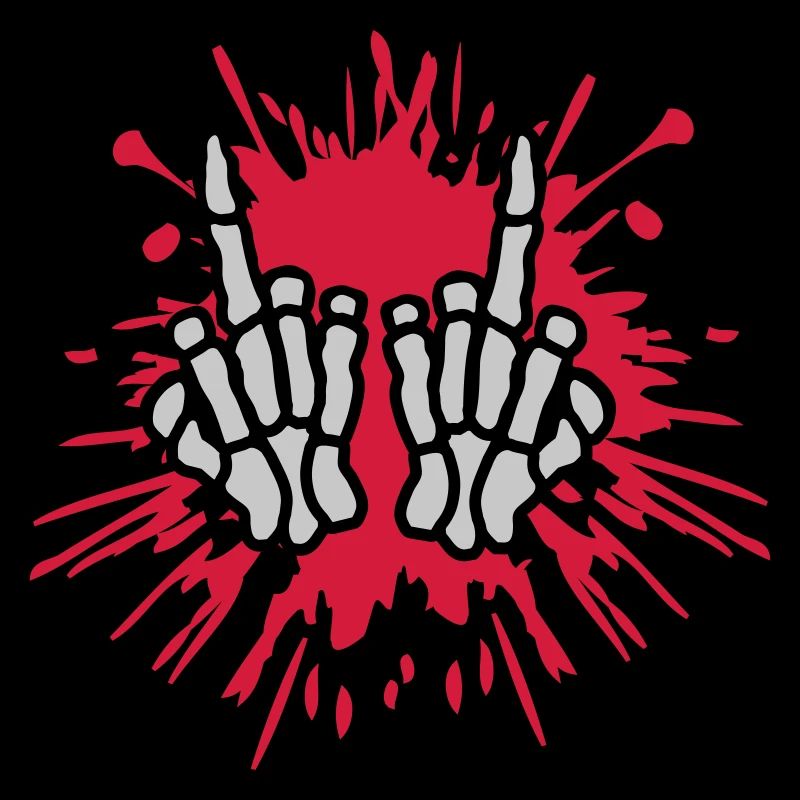 Farbklecks Mittelfinger Knochen Hände