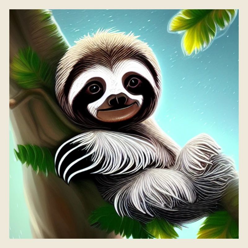 cute sloth on tree poster