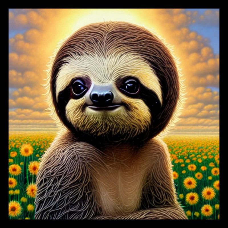 Sloth in the flower field
