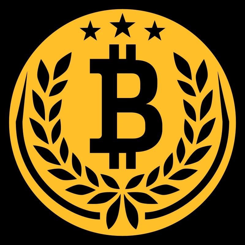 Emblème Bitcoin laurier couronne étoiles