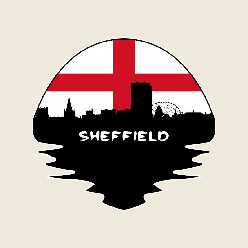 Sheffield Angleterre Drapeau Skyline Voyage Silhouette