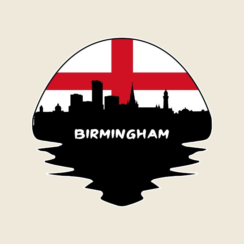 Birmingham England Flag Skyline Silhouette Travel