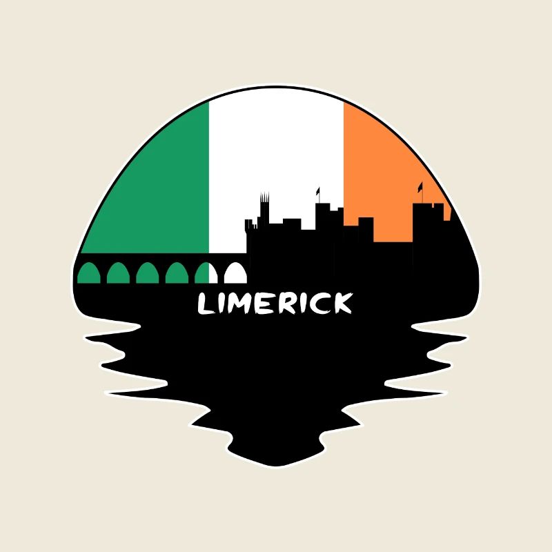 Limerick-Irland-Flaggen-Skyline-Schattenbild-Reise