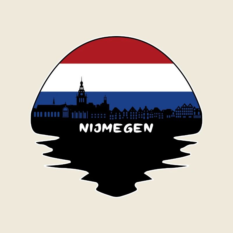 Nimègue Pays-Bas Flag Skyline Silhouette Trave