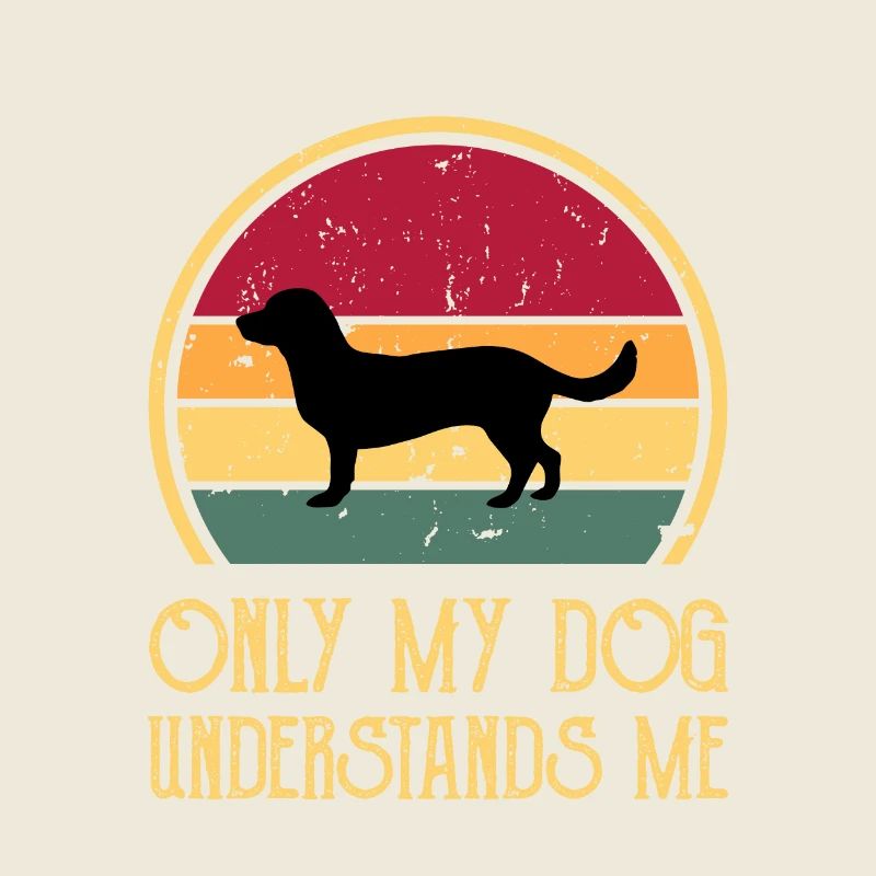 Alpine Dachsbracke Dog Silhouette Retro Sunset