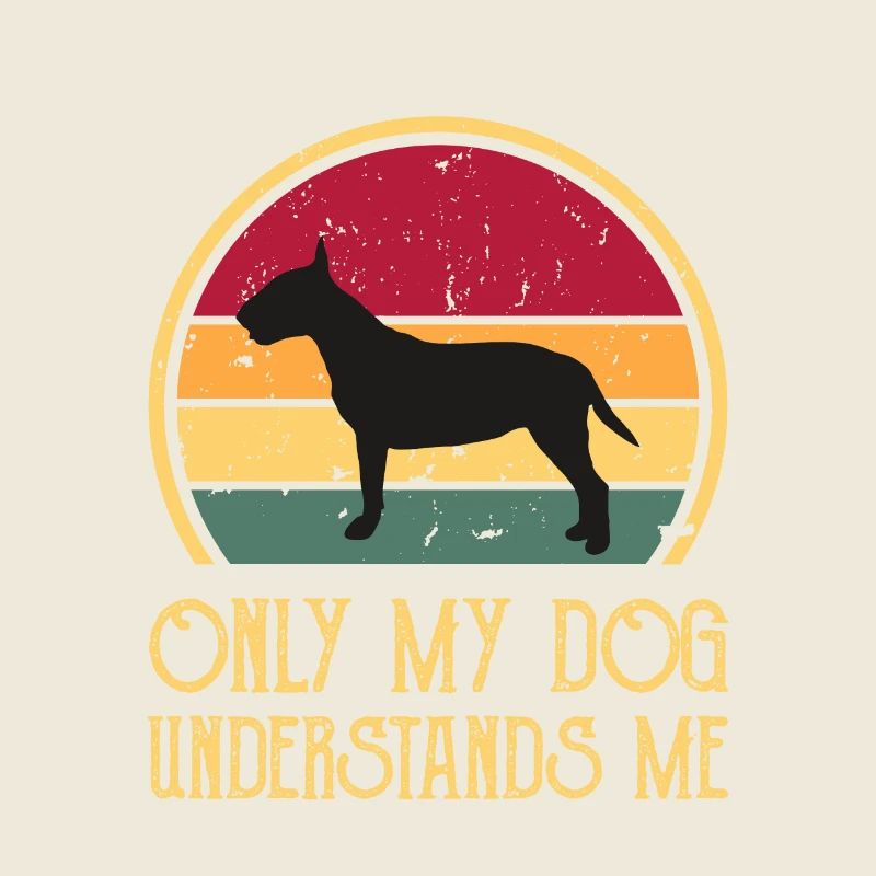 Bull Terrier Dog Lover Silhouette Vintage Sunset