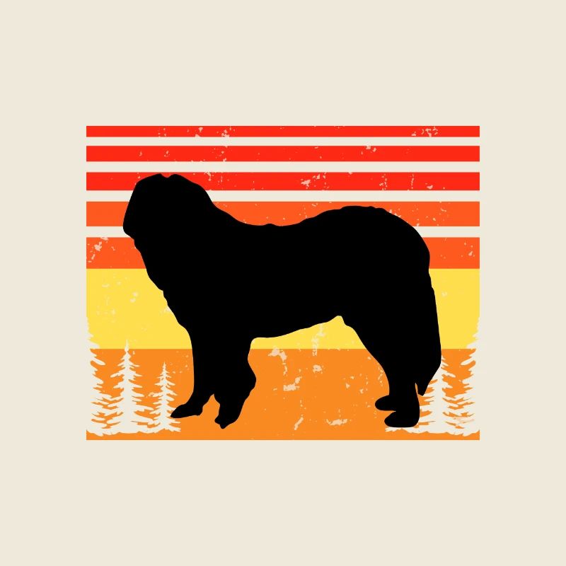 Kaukasischer Schäferhund Silhouette Retro Sonnenuntergang