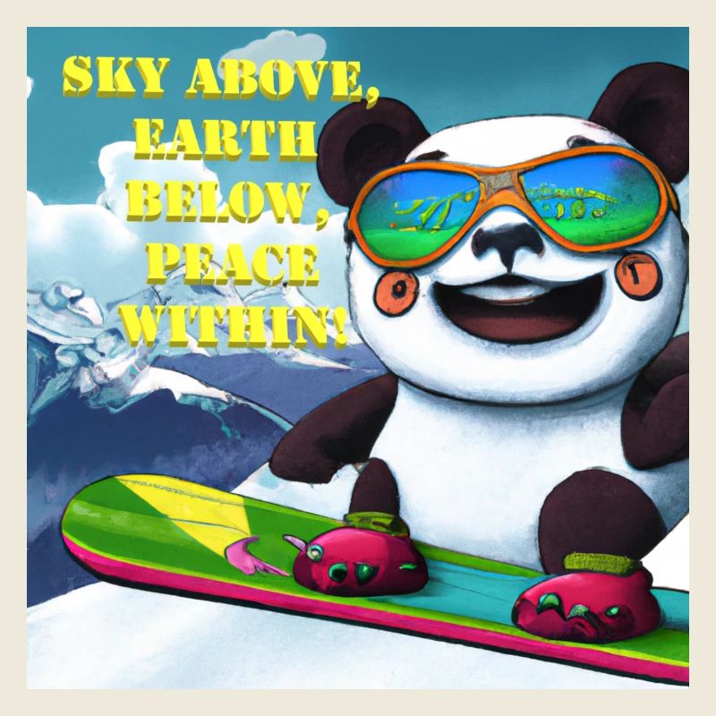 Panda auf Snowboard Variante 1 Text