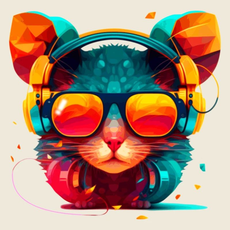 Mouse, summer, sun and party in vector look