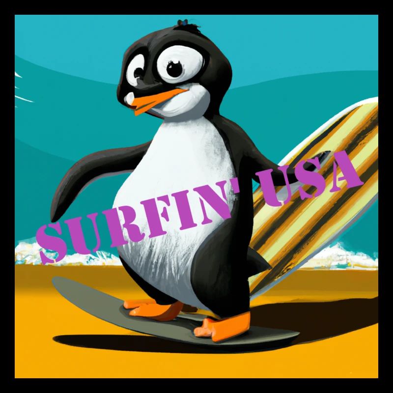 Surfender Pinguin Geschenk