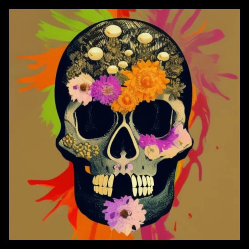 Crâne avec bijoux en fleurs