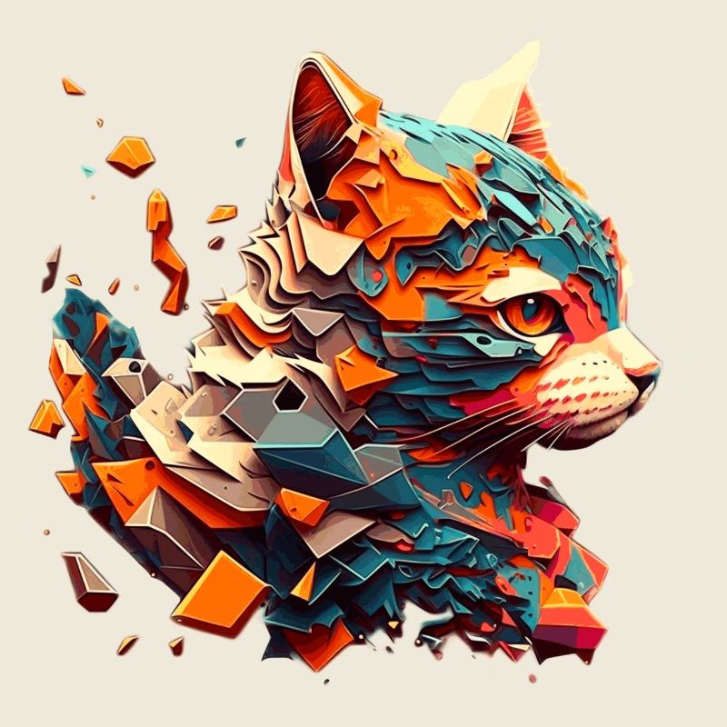 Tête de chat colorée avec beaucoup de couleurs