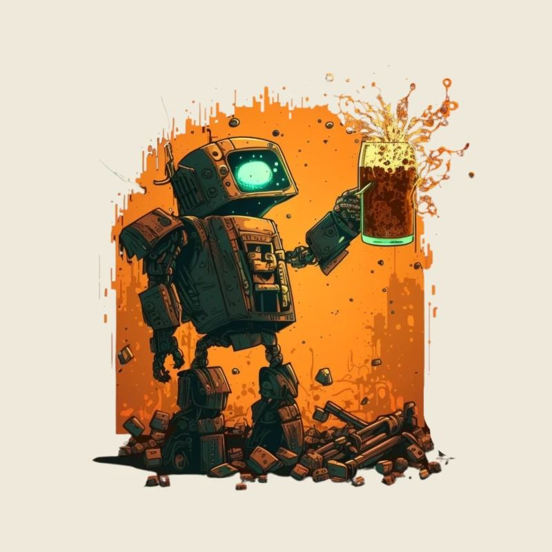 Roboter trinkt Craft Bier. Bier Shirt