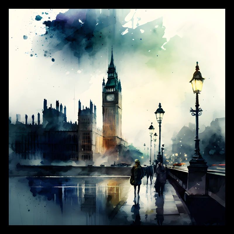 Paysage de Londres Big Ben Aquarell