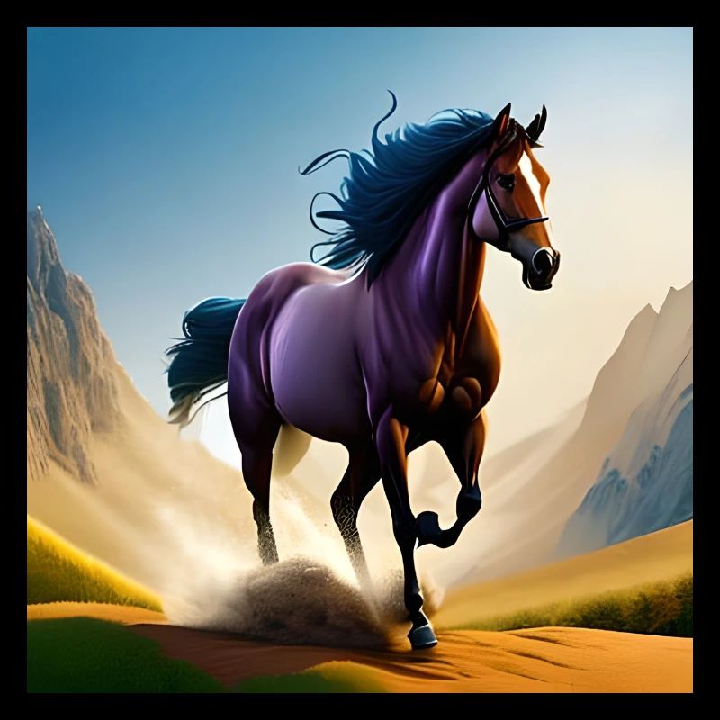 Cheval au galop dans le sable