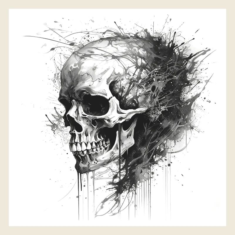 Crâne effrayant dans le style gothique et emo