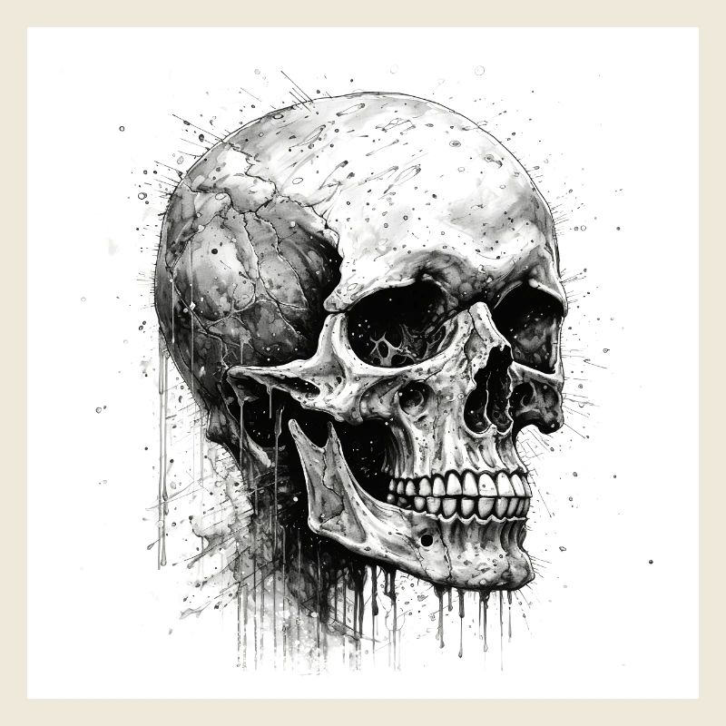 Creepy skull skull in Goth and emo style