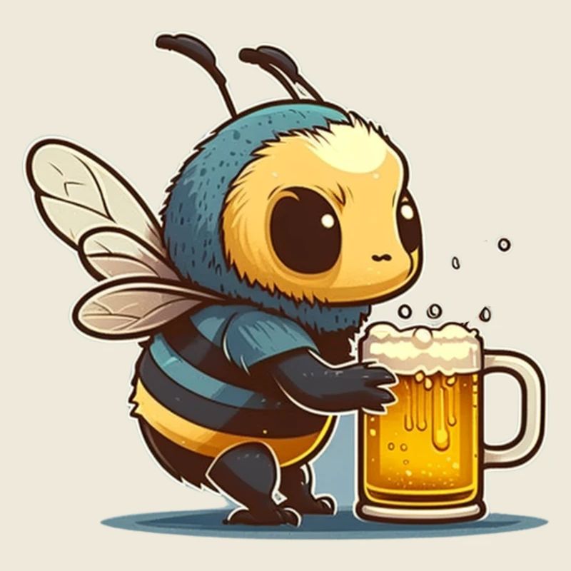 Coole Biene trinkt ein Glas Bier