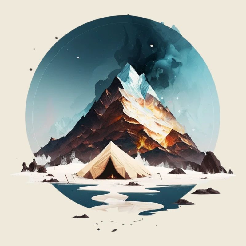 Tent at the lake and in the mountains