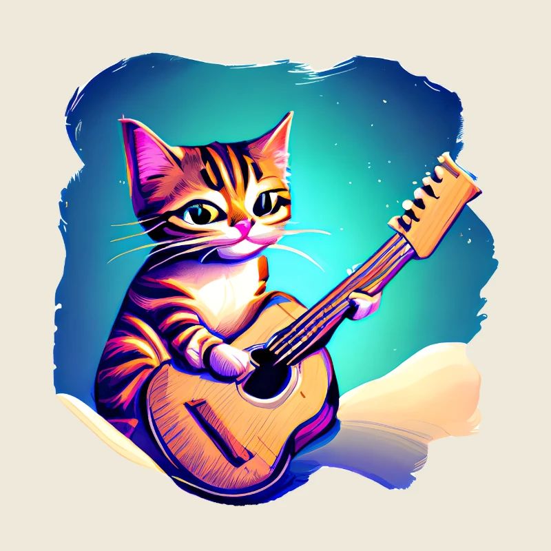 Le chat joue à la guitare chaton Propriétaire de chat