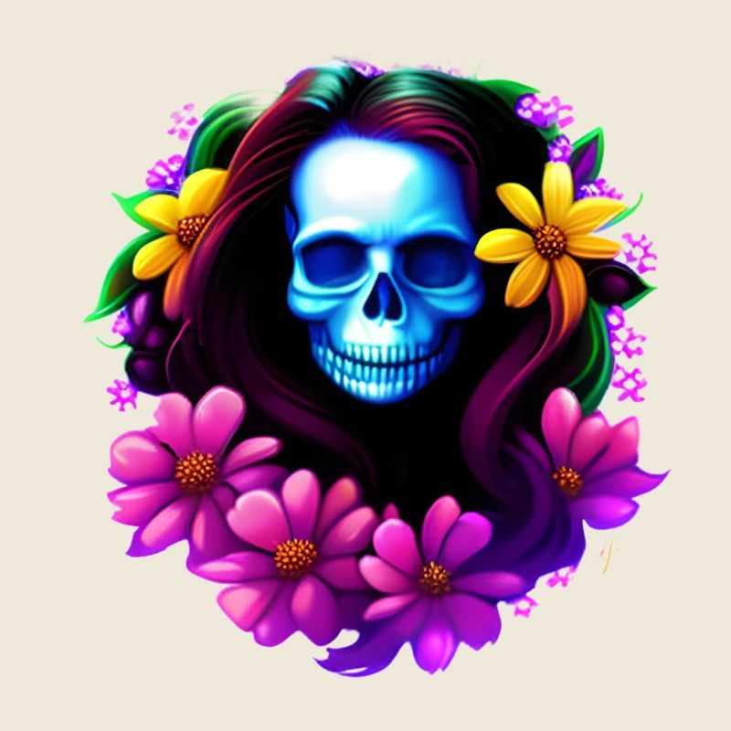 Skull Boho mit Blumenkranz Multicolor