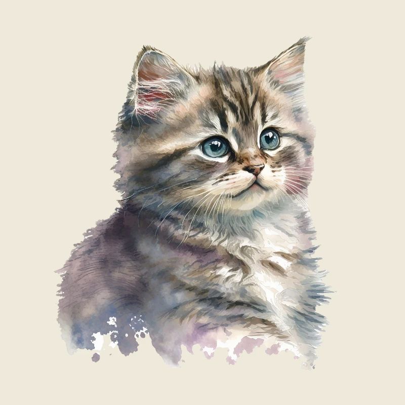 Aquarelle Chaton Chat Art Déco