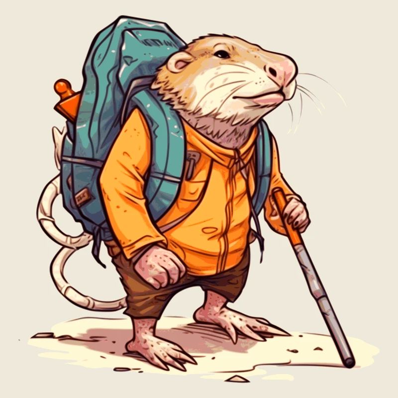 Mole rat equipped like a pro hiker