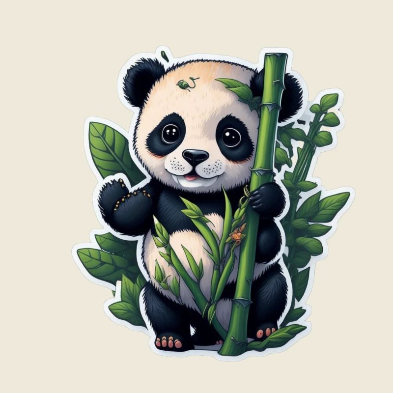 Cute Panda with Bamboo