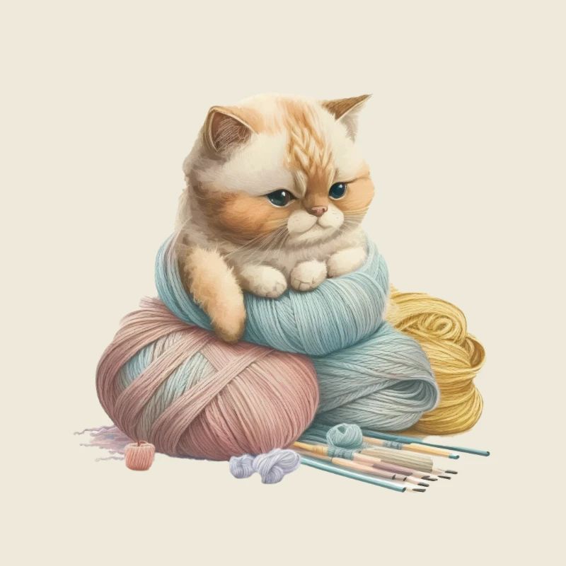 Boule de laine de chat Pastel