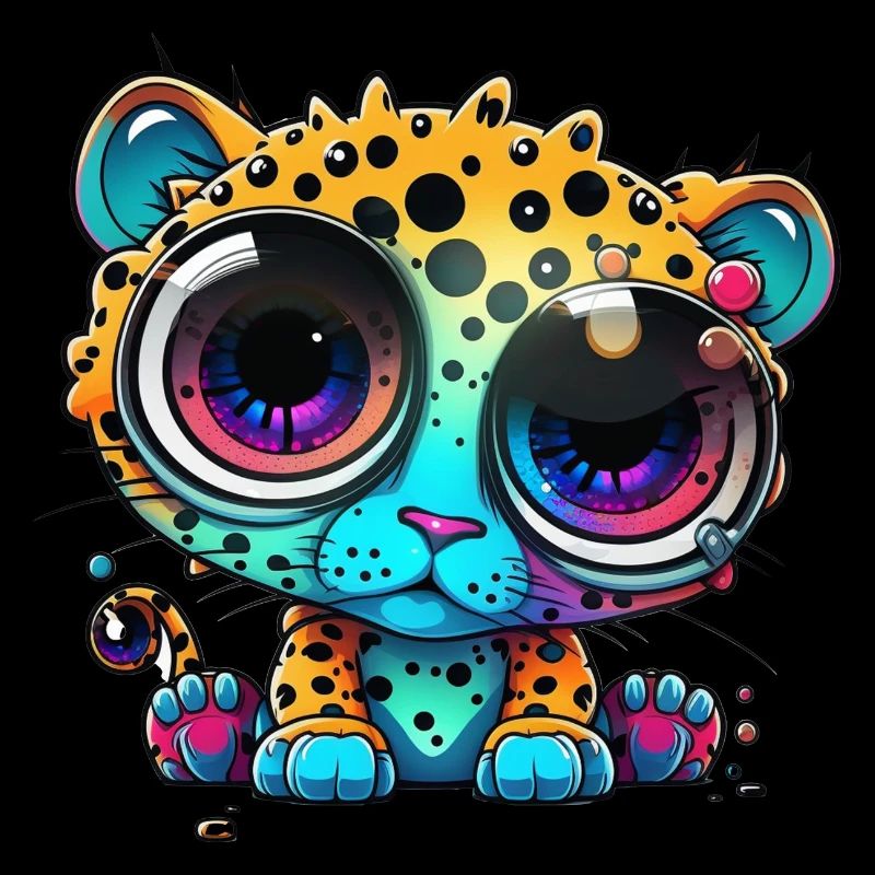 Léopard googly yeux style comique