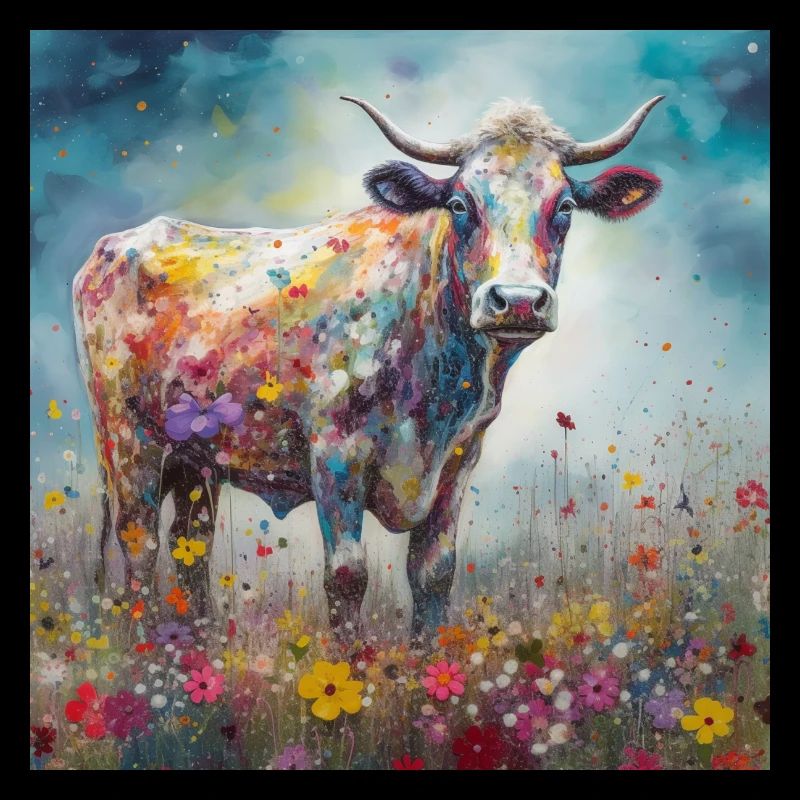 Vibrant Cow Art
