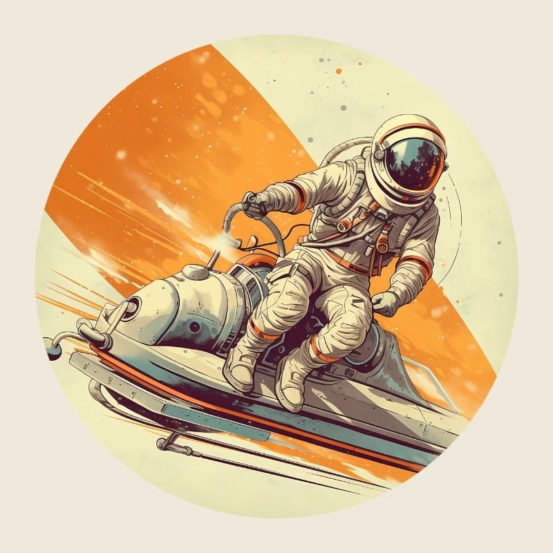 Astronaut riding space vehicle