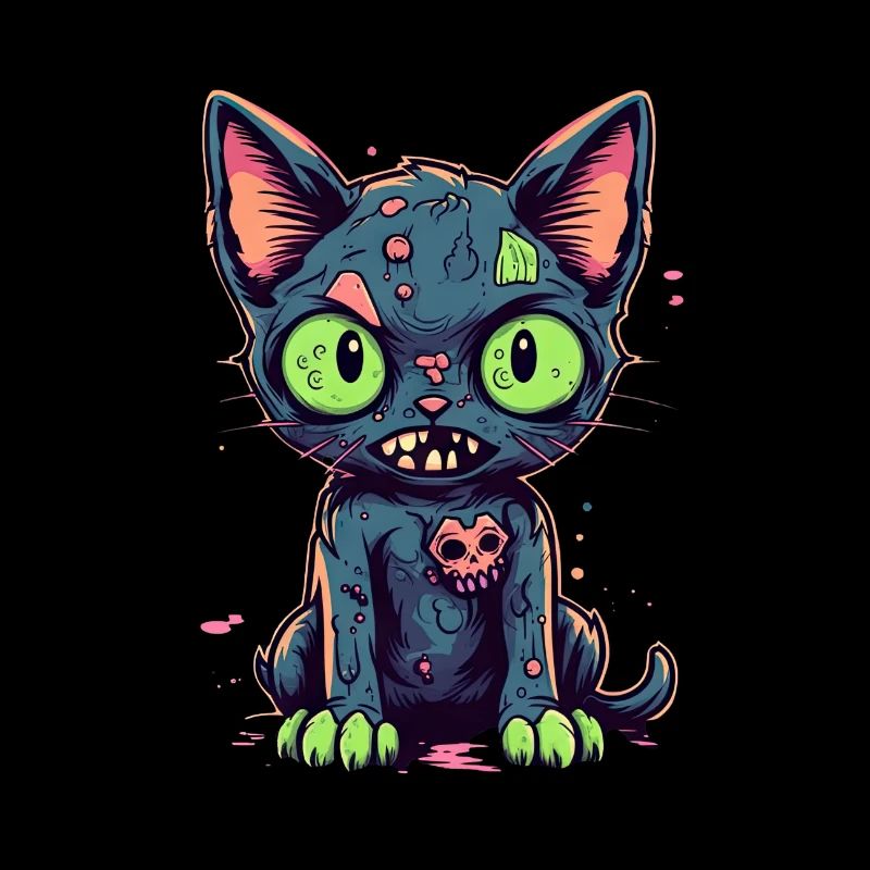 Chat zombie d’Halloween - Chat effrayant mignon