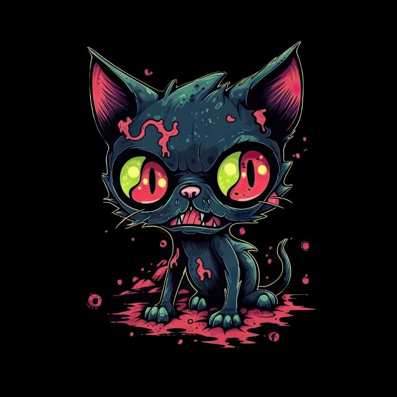 Chat zombie d’Halloween - Chat effrayant mignon